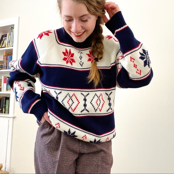 VINTAGE J.C. PENNEY Fair Isle Holiday Ski Sweater - Picture 1 of 13